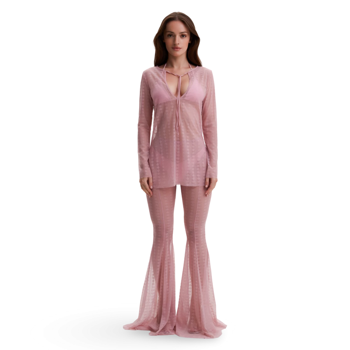 Pink Lace Beach Suit