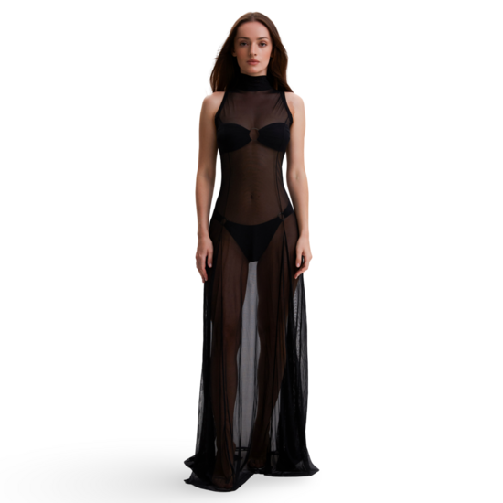 Vestido largo de playa negro