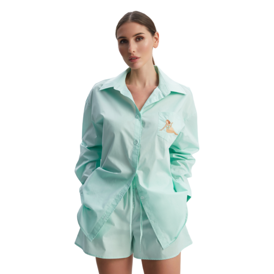 Traje de algodón color menta