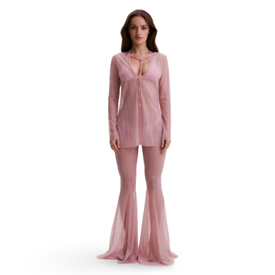 Pink Lace Beach Suit
