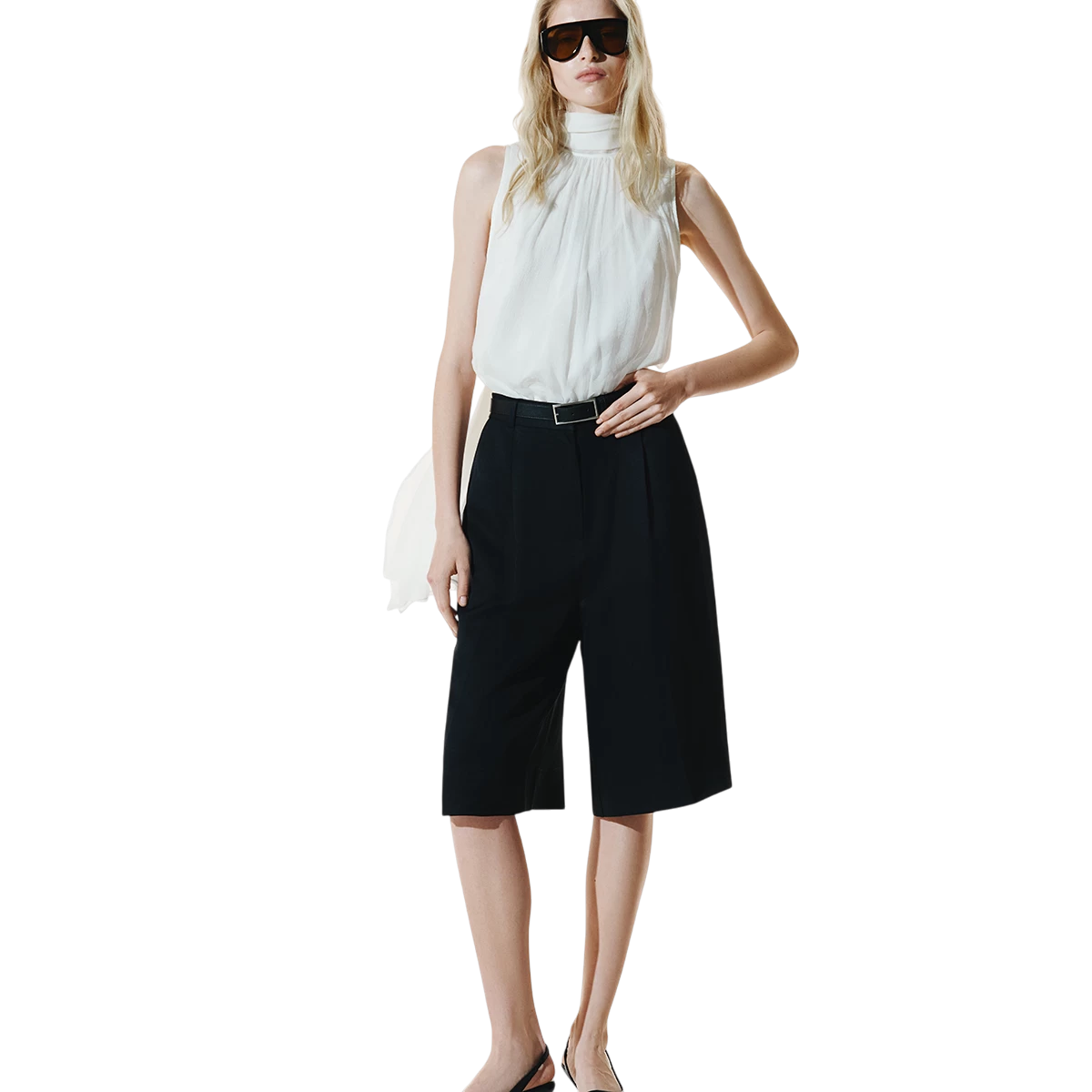 Black Linen Bermuda Shorts