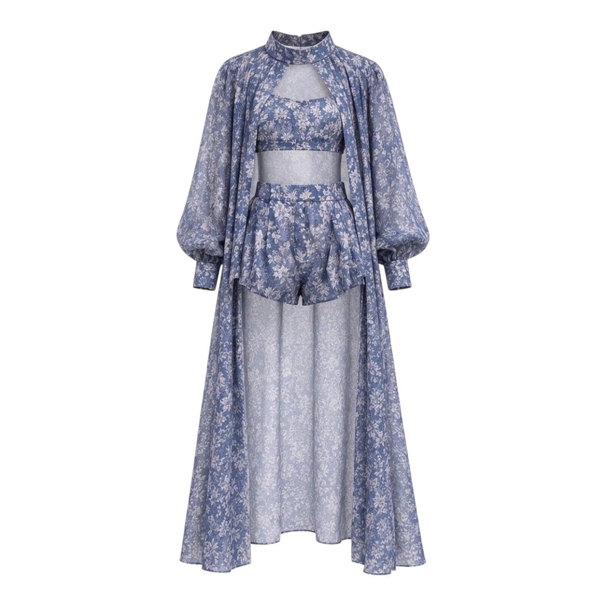 Blue Floral Tencel Drei-Teile-Set