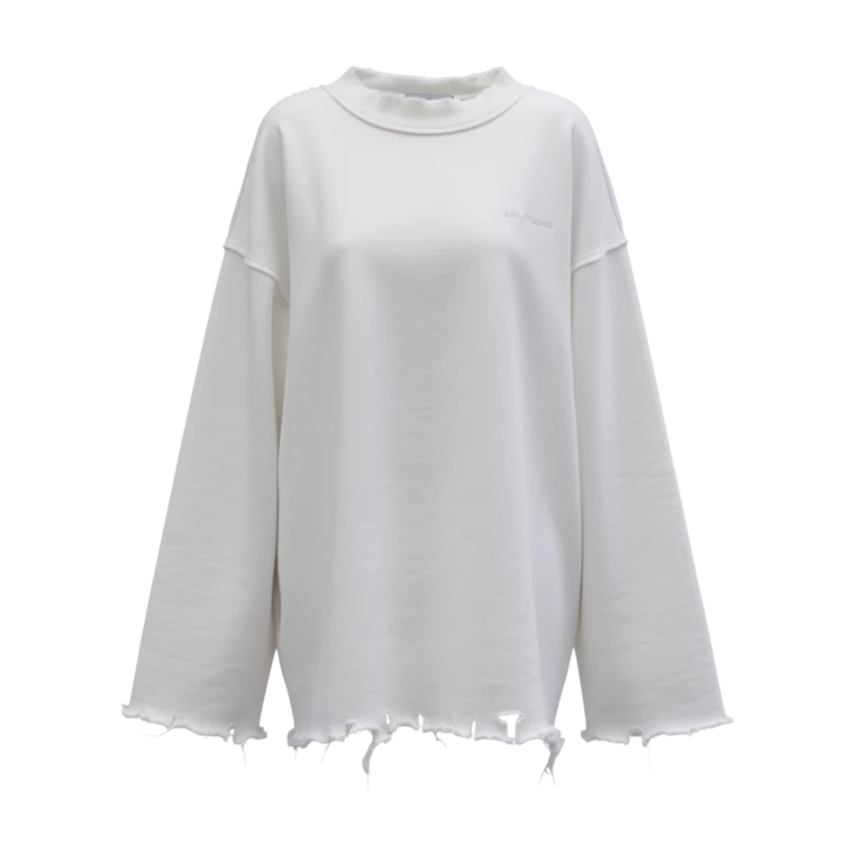 Distressed White Long Sleeve Top