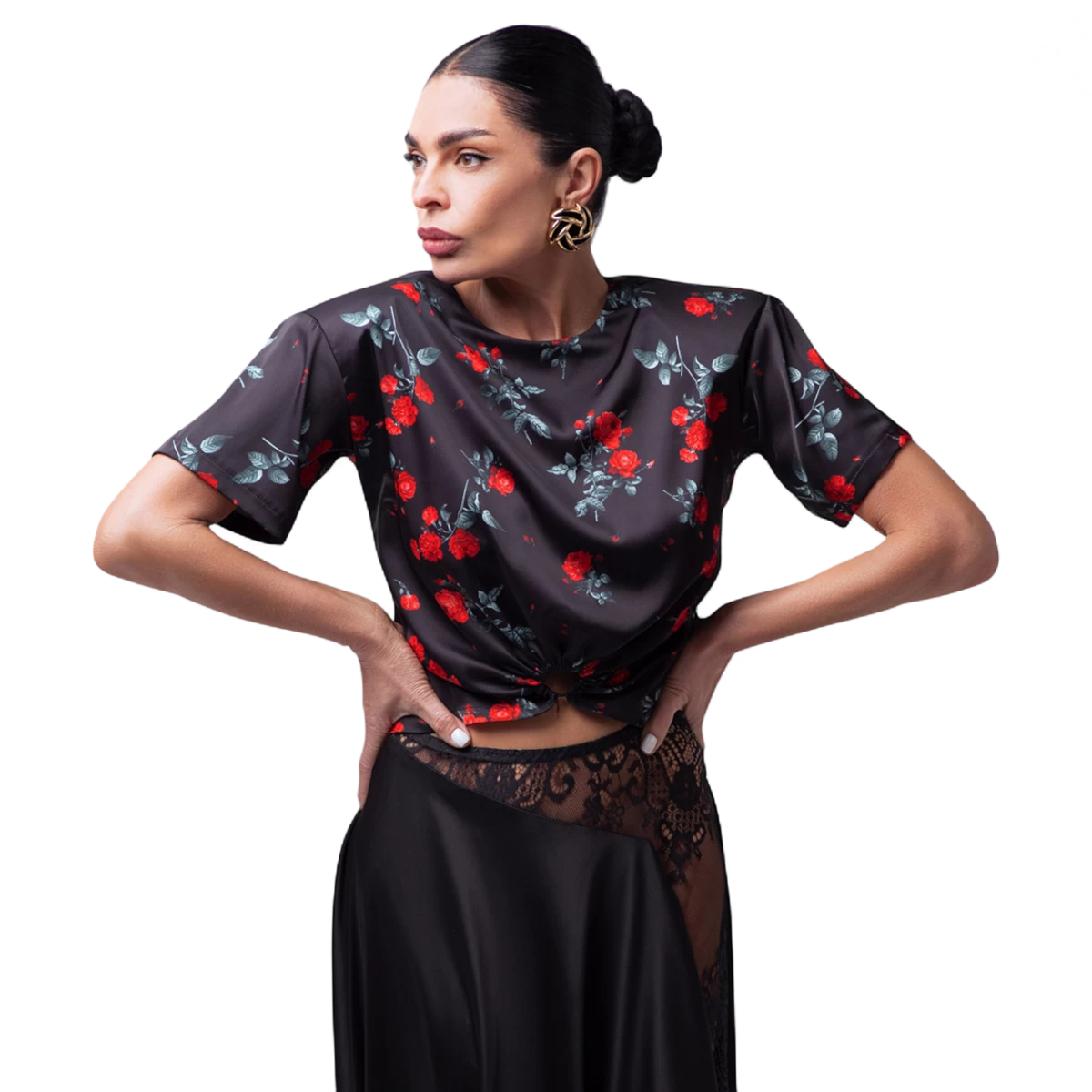 Camiseta floral de seda