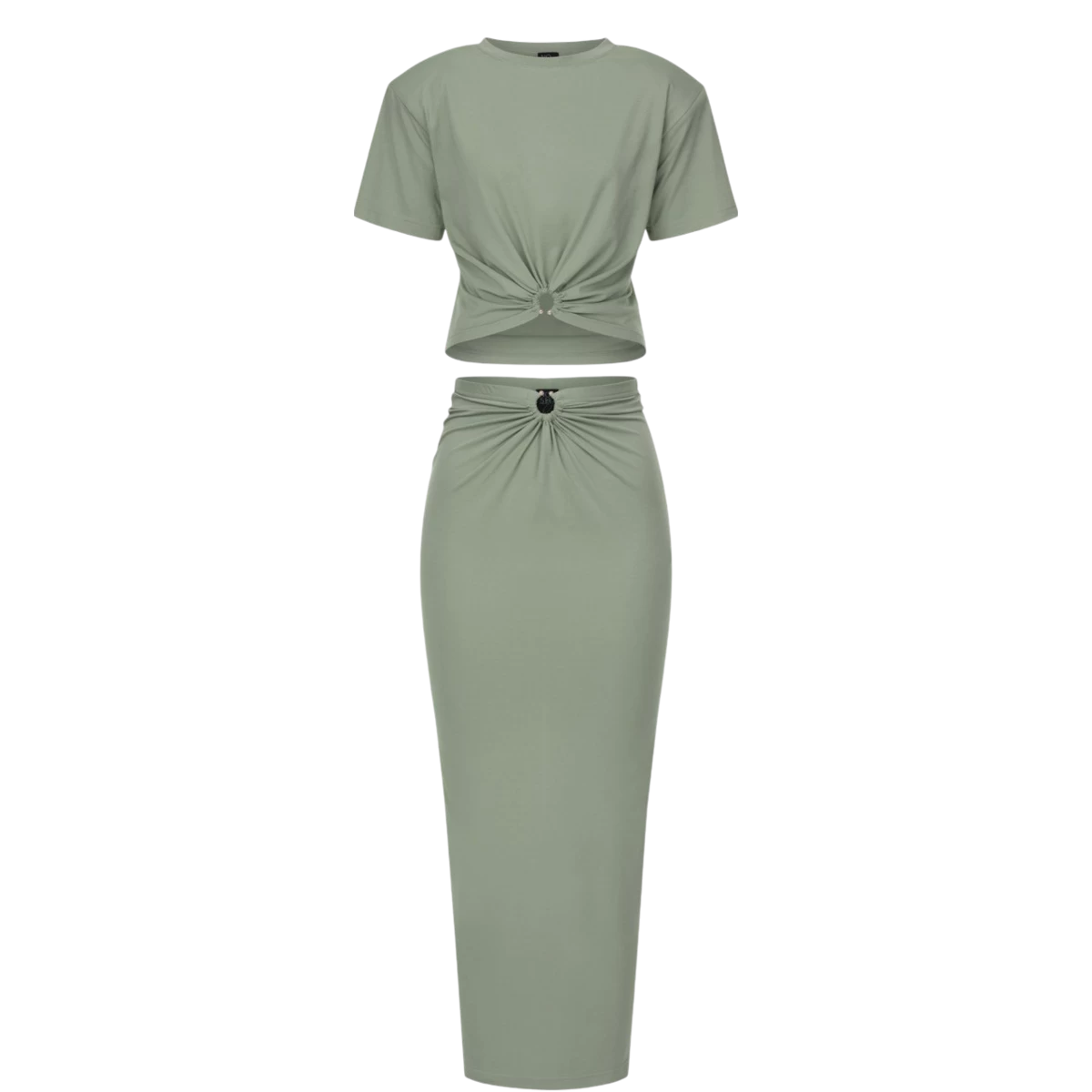 Two-piece set with top and midi skirt