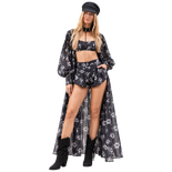 Black Floral Tencel Drei-Teile-Set