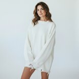 Distressed White Long Sleeve Top
