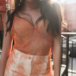 Vestido largo de verano de encaje naranja