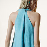 Türkisfarbener Leinenkleid