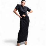 Two-piece set with top and midi skirt