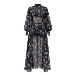 Black Floral Tencel Drei-Teile-Set