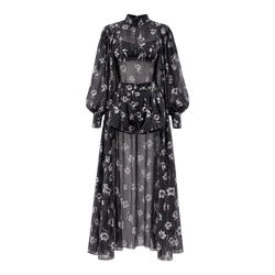 Black Floral Tencel Three-Piece Set