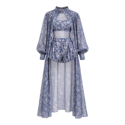 Blue Floral Tencel Drei-Teile-Set