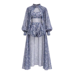 Blue Floral Tencel Three-Piece Set
