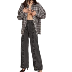 Jeans gris avec lacets