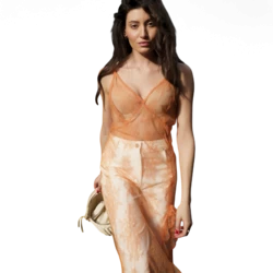 Robe longue en dentelle orange