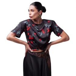 T-shirt floral en soie