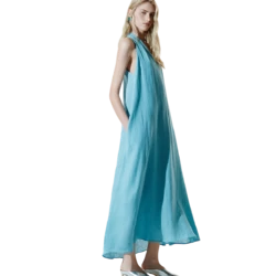 Robe en lin turquoise