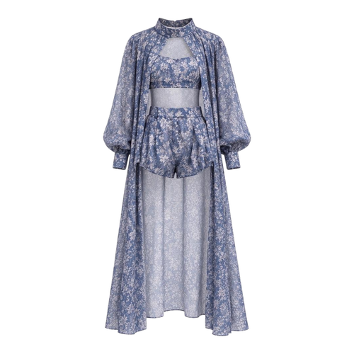 Blue Floral Tencel Three-Piece Set