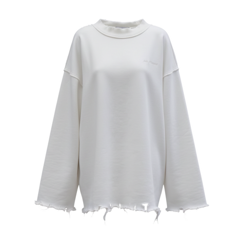 Distressed White Long Sleeve Top