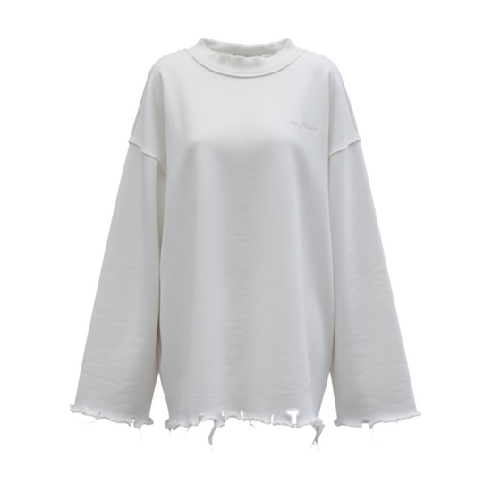 Distressed White Long Sleeve Top