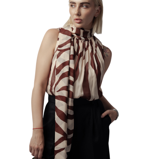 Блузка без рукавів із зебровим принтом