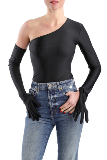 Oben mit Handschuh auf einer Schulter