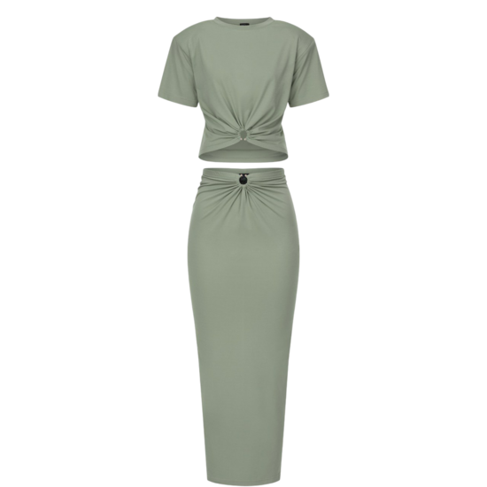 Two-piece set with top and midi skirt