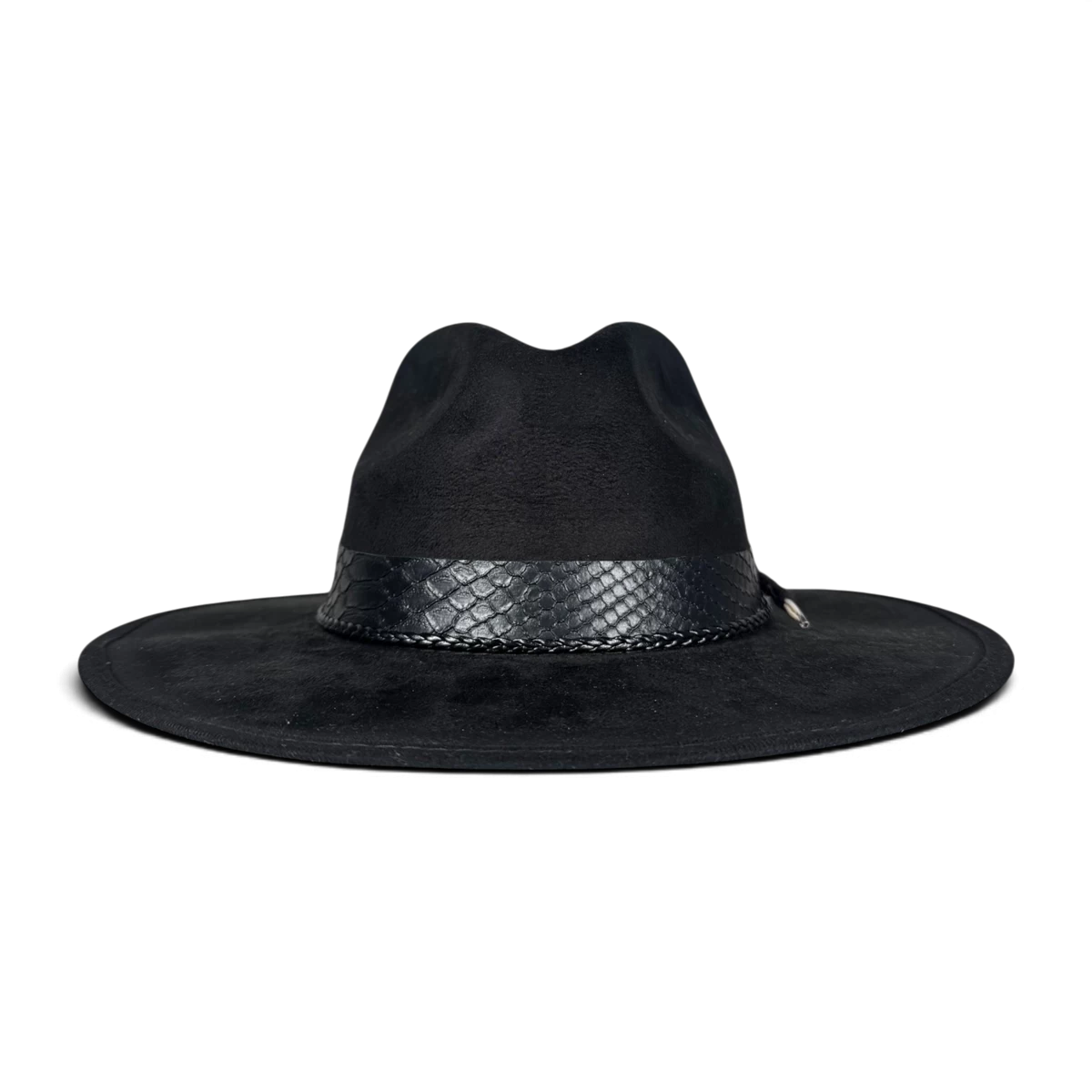 Black Suede Fedora with Feather