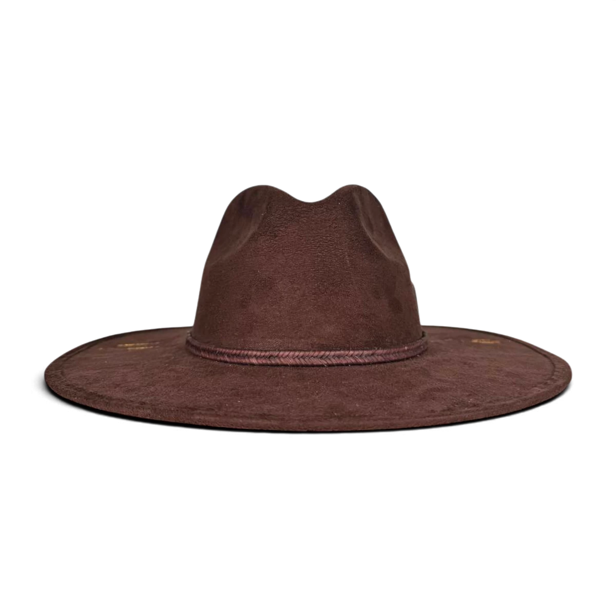 Brown Suede Fedora with Quartz