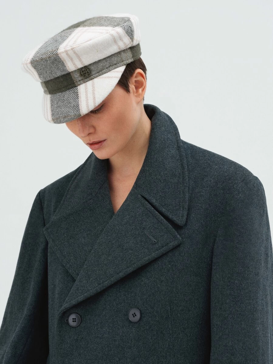 Check-Print Baumwollmischung-Kappe