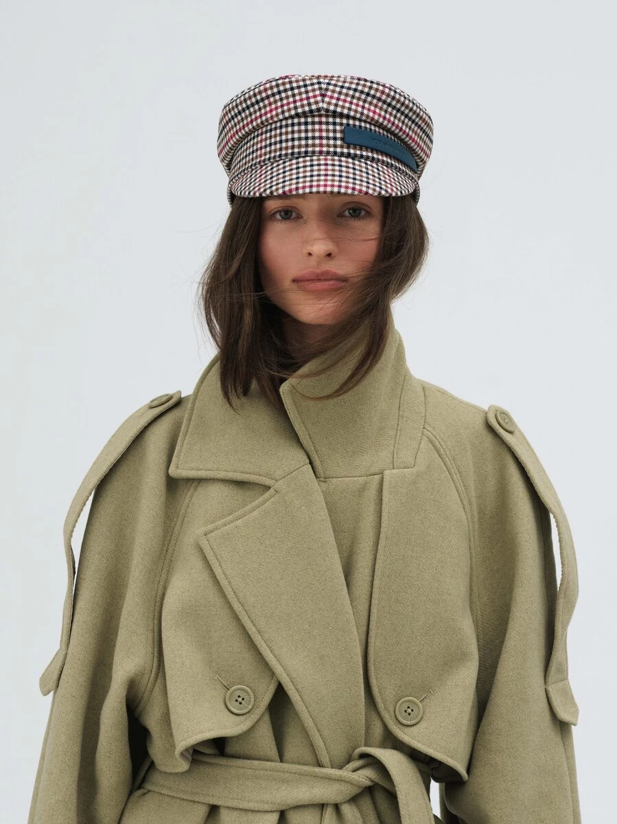 格子混纺面包男帽