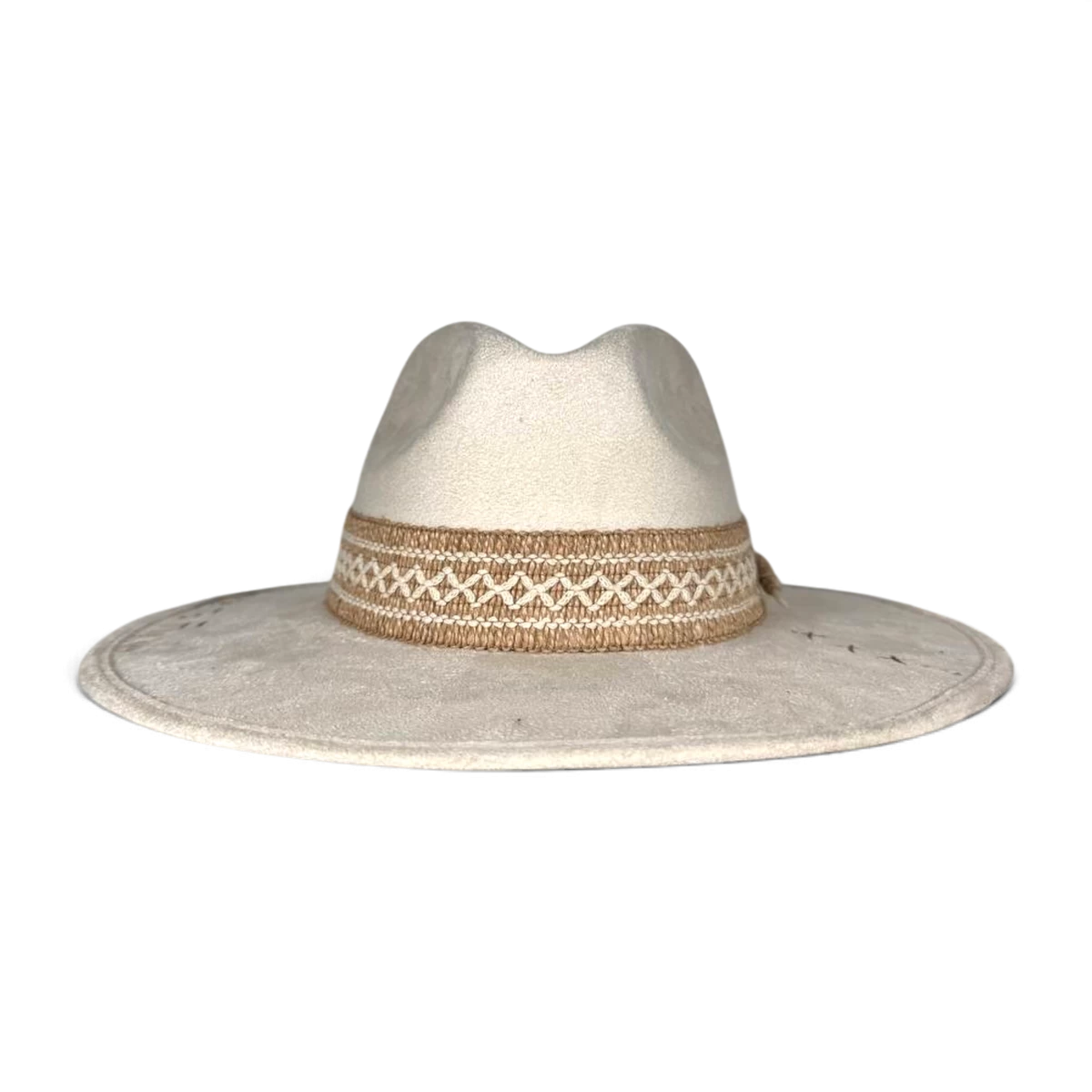 Ivory Suede Fedora with Feather