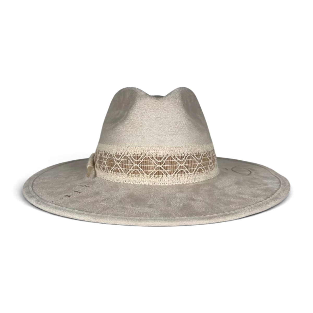 Ivory Suede Fedora with Feather