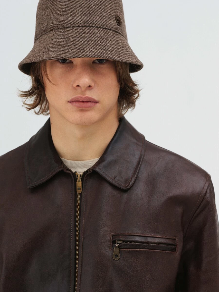 Lampenschirm-Wollmischung-Bucket-Hut