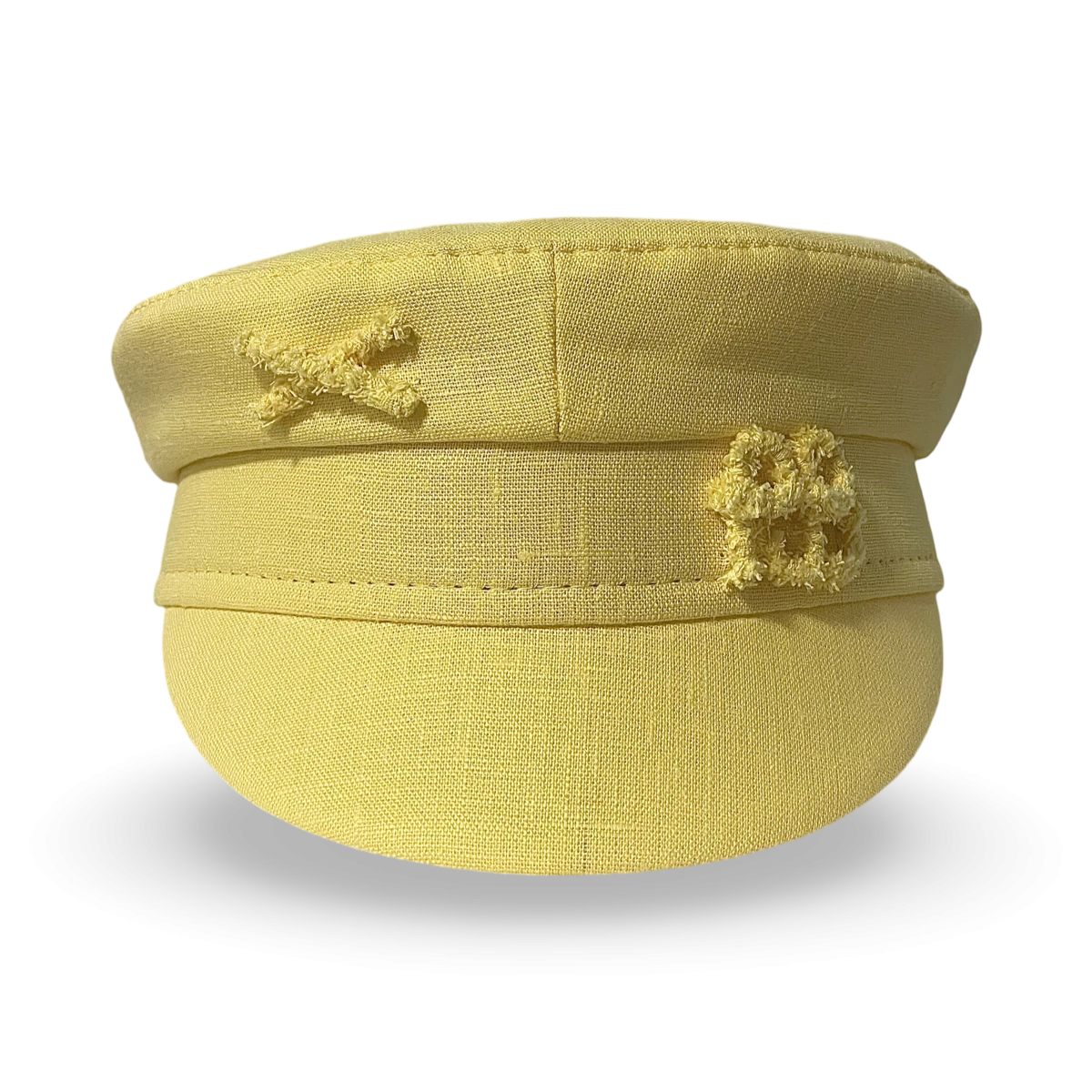 字母图案装饰亚麻贝雷帽