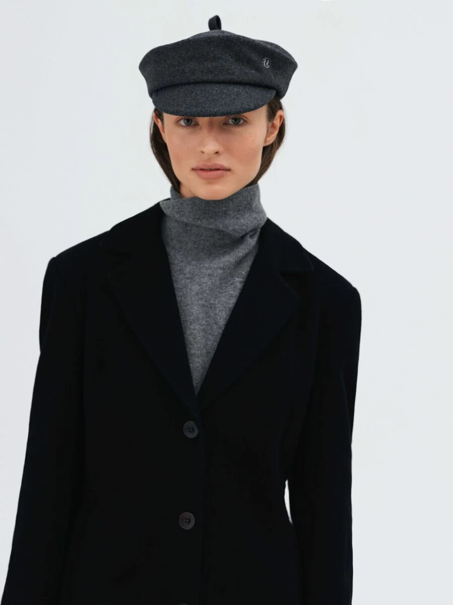 Mit Monogramm bestickte Wollmischung Mütze/Beret