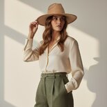 Beige Wildleder Fedora Hut