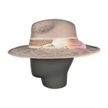 Beige Suede Fedora with Feather