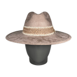 Beige Suede Fedora with Feather