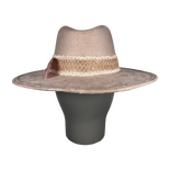 Beige Suede Fedora with Feather