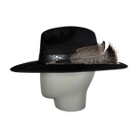 Black Suede Fedora with Feather