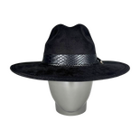 Black Suede Fedora with Feather