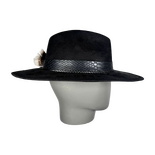 Black Suede Fedora with Feather