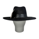 Black Suede Fedora with Feather