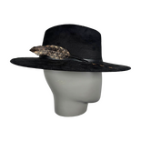 Schwarzer Wildleder-Fedora mit Lederband
