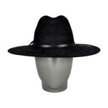 Schwarzer Wildleder-Fedora mit Lederband