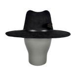 Schwarzer Wildleder-Fedora mit Lederband