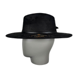 Schwarzer Wildleder-Fedora mit Lederband