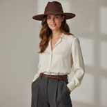 Brown Suede Fedora with Quartz